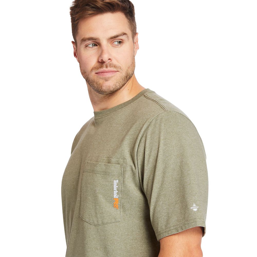 Tricouri Timberland Barbati Masline Verzi - Pro® Big & Tall Base Plate Short-Sleeve - Romania - XZSY